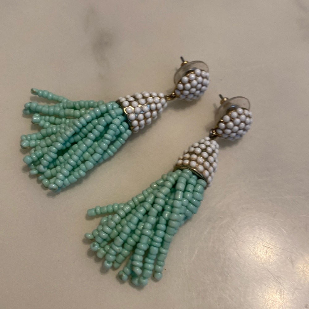 Baublebar teal and white dangle earrings